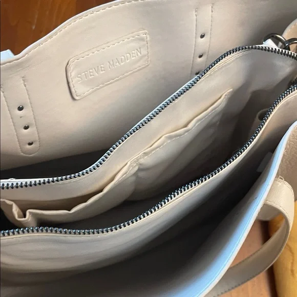 Steve Madden Cream Tote with Buckle Accents - Picture 13 of 14